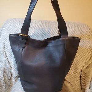 Vintage COACH 4082 Large Black Leather Tote Shoulder Bag Made in USA